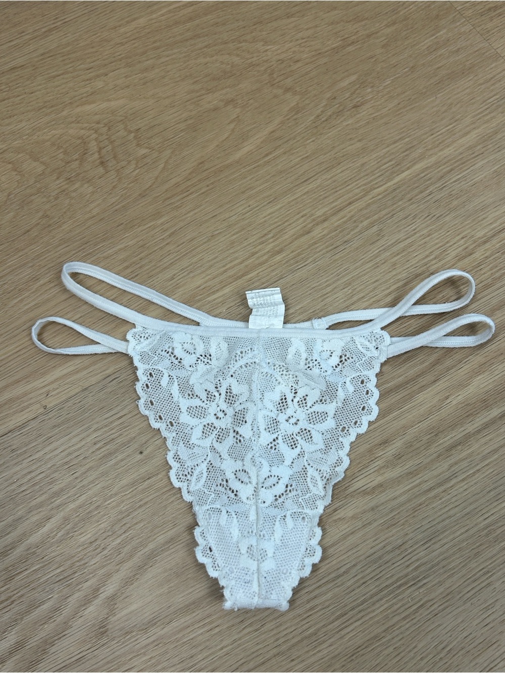 Vintage Cher France Lace Strappy Thong Panty S